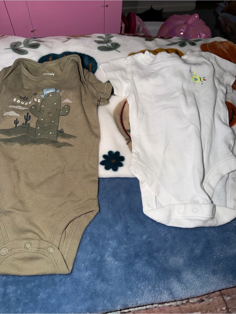 Carter's Taupe Cactus & White Baby One-Piece Bodysuits